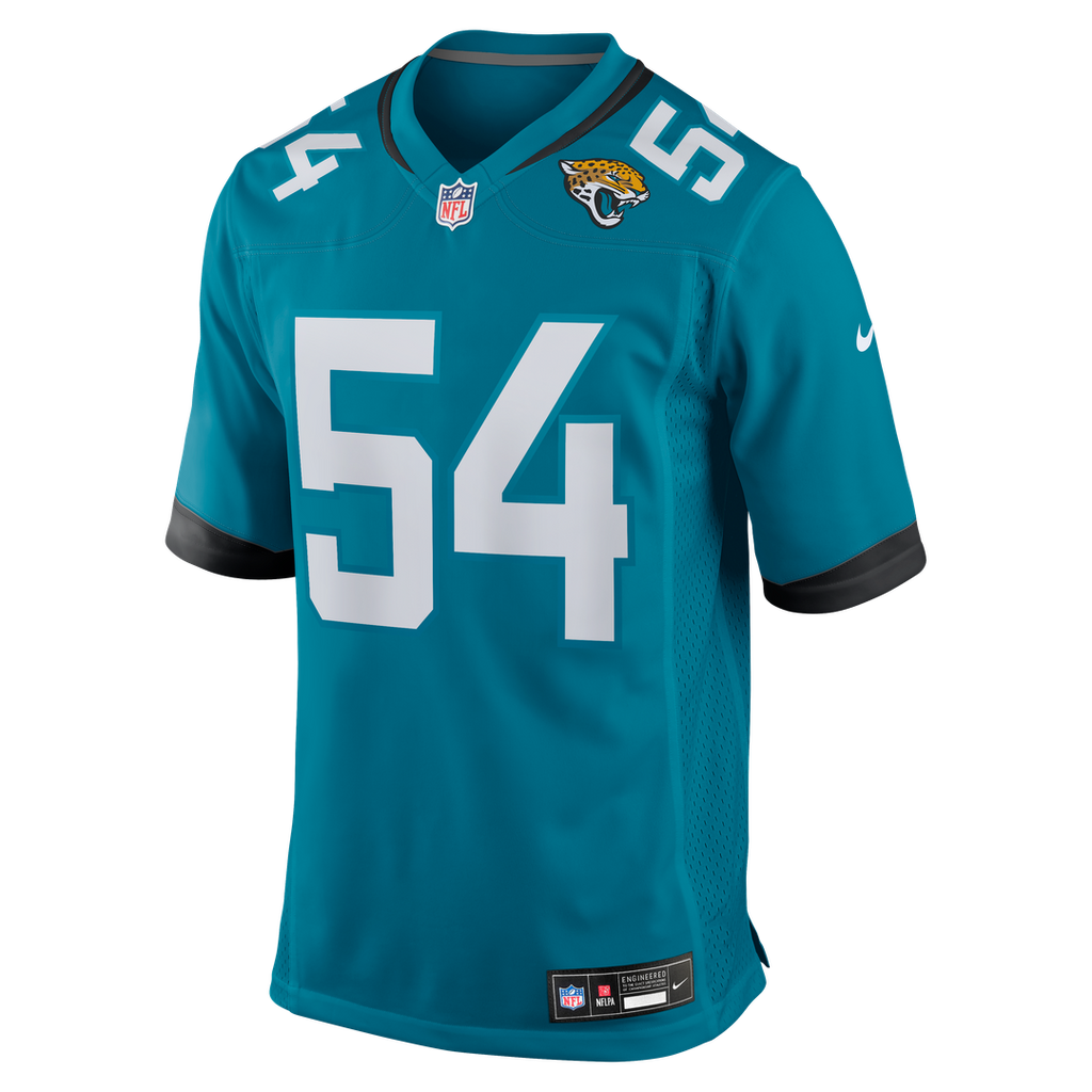 Jacksonville Jaguars Jack Kiser Nike Teal Team Game Jersey product image 2, provided for visual reference and product detail