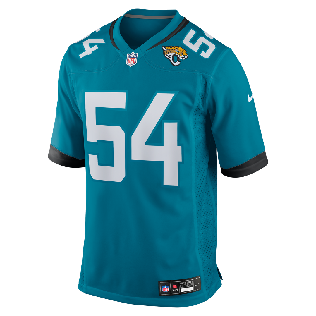 Jacksonville Jaguars Jack Kiser Nike Teal Team Game Jersey product image 2, provided for visual reference and product detail