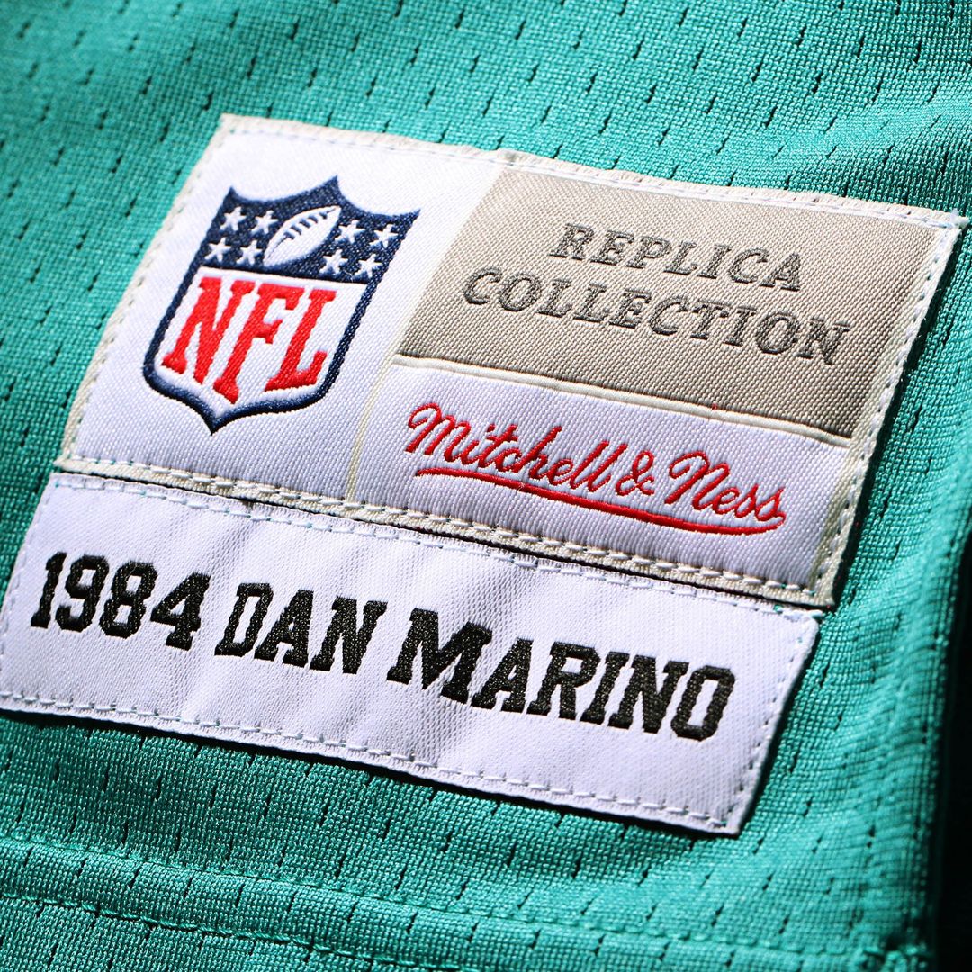 Miami Dolphins Dan Marino Mitchell & Ness Aqua Big & Tall 1984 Retired Player Replica Jersey product image 6, provided for
