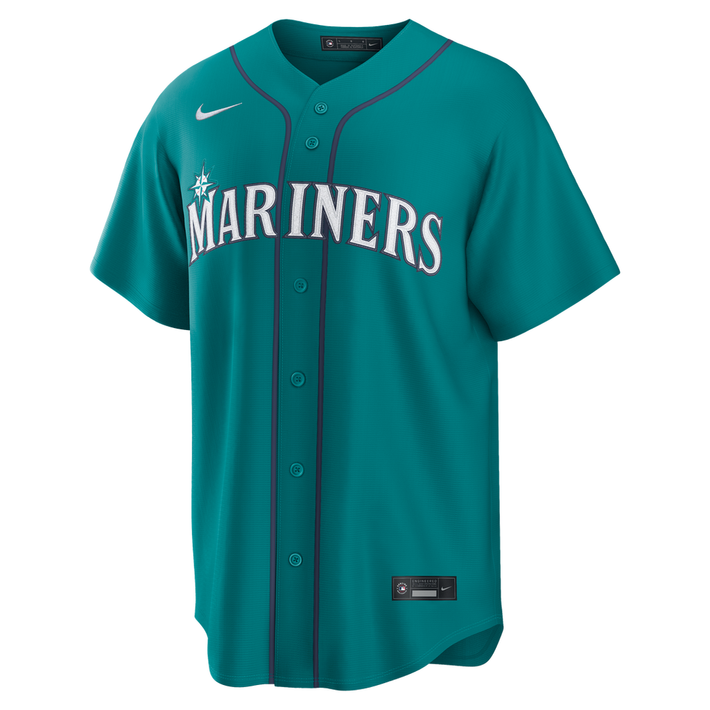 Seattle Mariners Colt Emerson Nike Teal Alternate Replica Jersey product image 2, provided for visual reference and product
