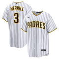 San Diego Padres Jackson Merrill Nike White Home Replica Player Jersey product image 1, provided for visual reference and