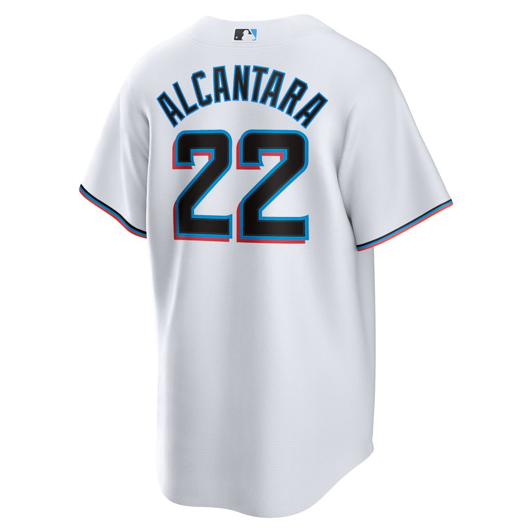 Miami Marlins Sandy Alcantara Nike White Replica Player Jersey product image 3, provided for visual reference and product