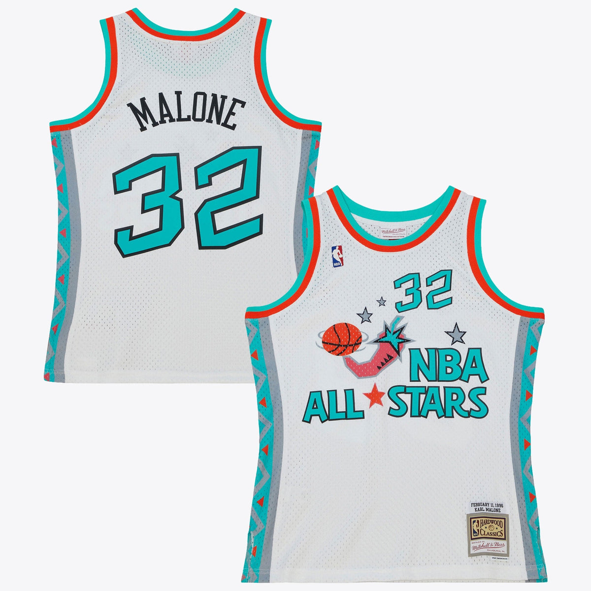 NBA Mitchell & Ness Karl Malone 1996 All-Star Swingman Authentic Jersey - White product image 2, provided for visual