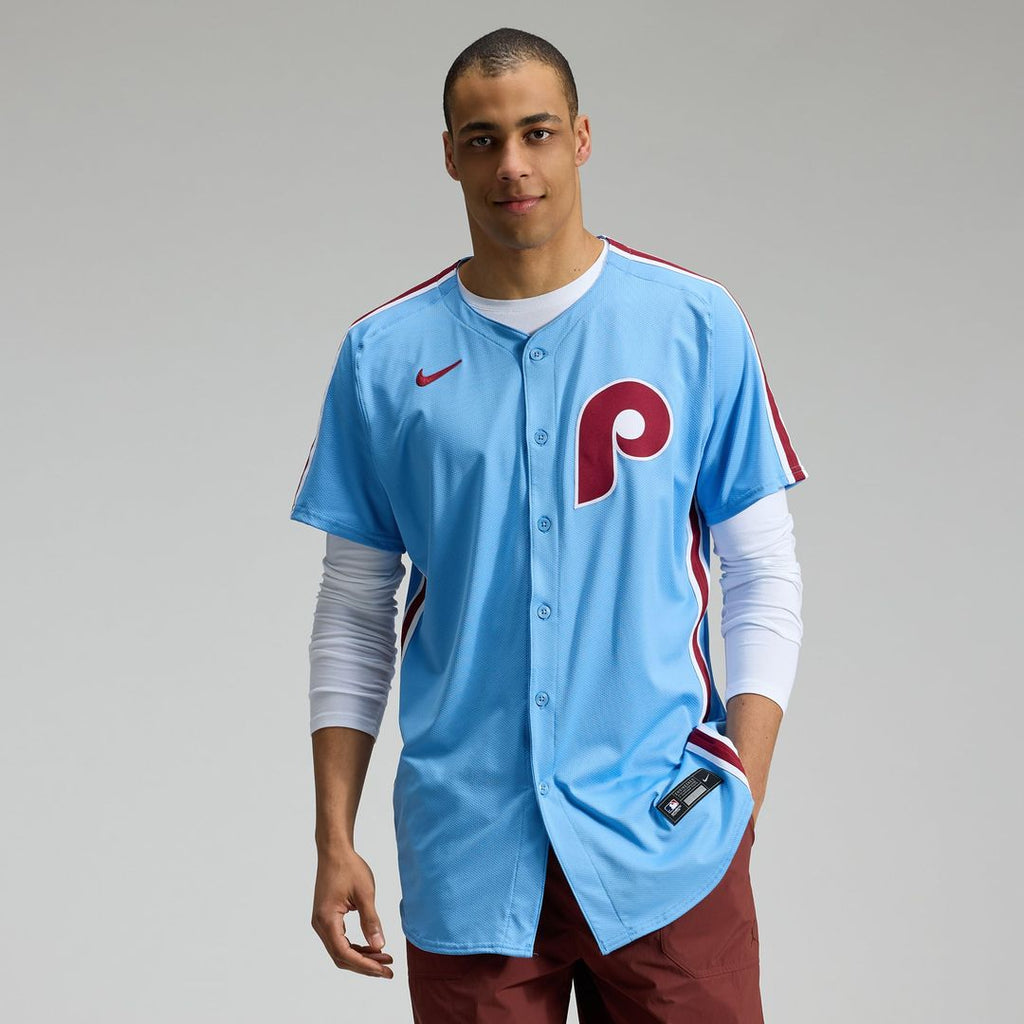 Philadelphia Phillies Nike Light Blue Alternate Elite Jersey product image 4, provided for visual reference and product