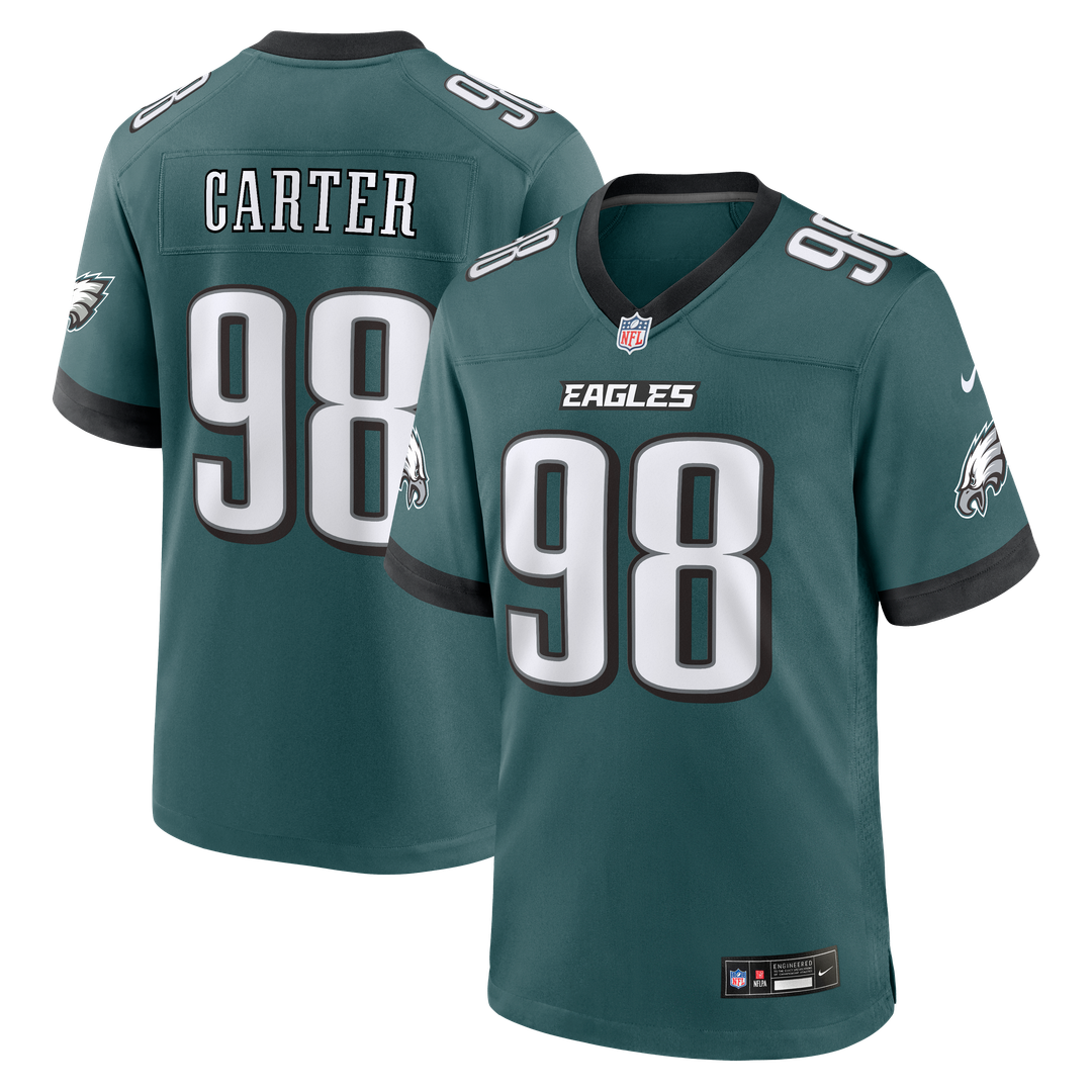 Philadelphia Eagles Jalen Carter Nike Midnight Green Team Game Jersey product image 1, provided for visual reference and