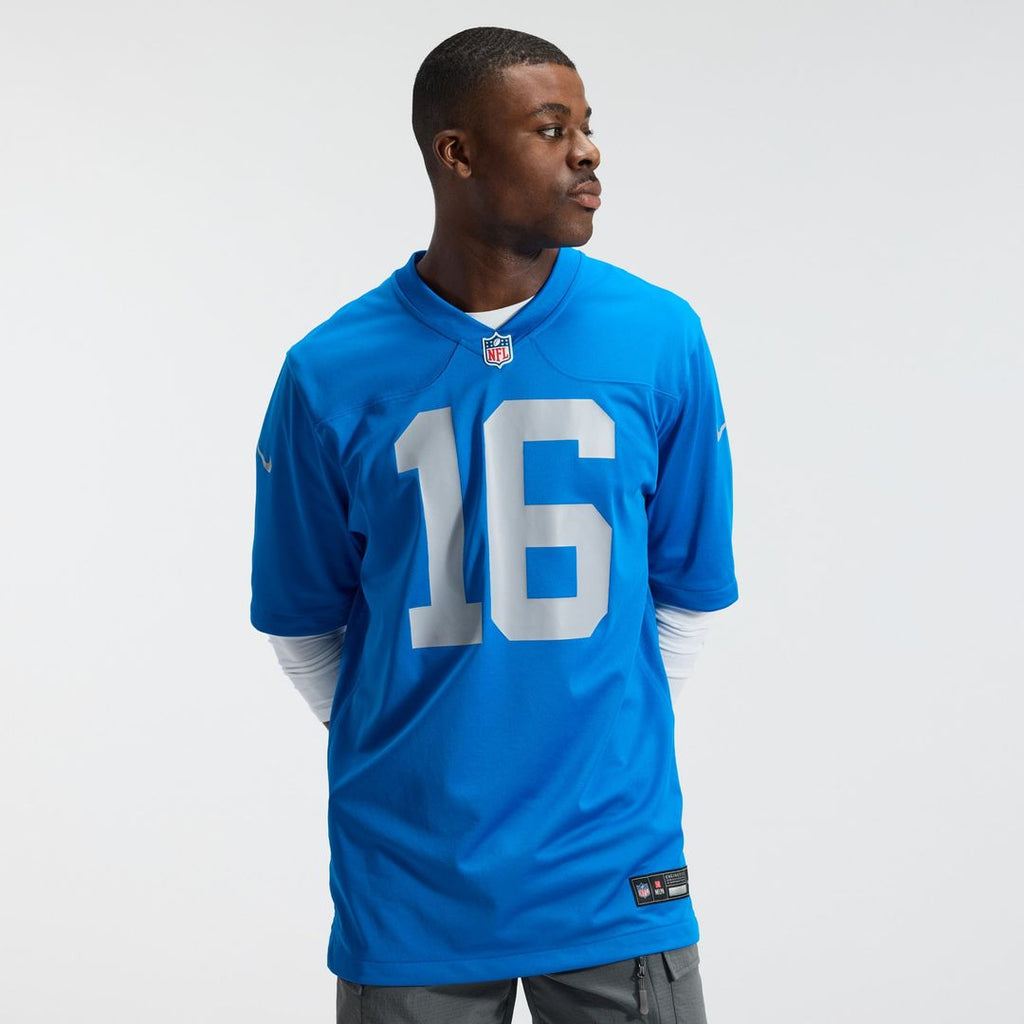 Detroit Lions Jared Goff Nike Blue Alternate Game Jersey product image 2, provided for visual reference and product detail