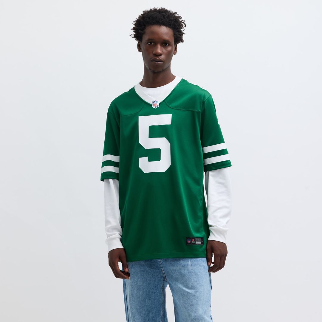 New York Jets Garrett Wilson Nike Legacy Green Game Jersey product image 4, provided for visual reference and product detail