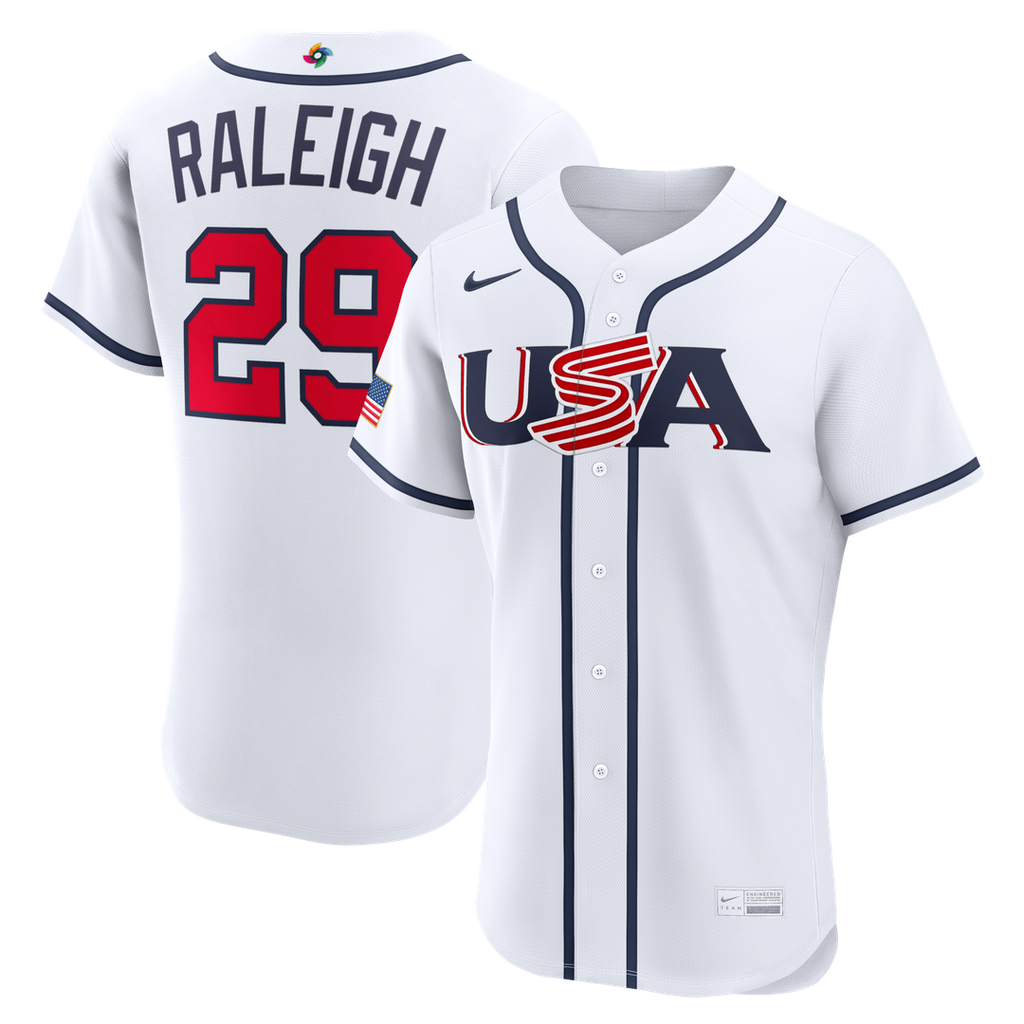 USA Baseball Cal Raleigh Nike White 2026 World Baseball Classic Home Authentic Jersey product image 1, provided for visual