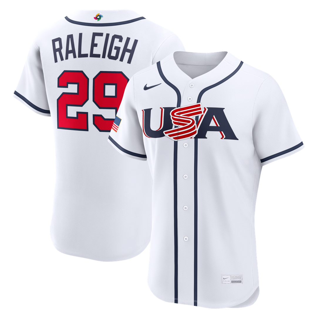 USA Baseball Cal Raleigh Nike White 2026 World Baseball Classic Home Authentic Jersey product image 1, provided for visual