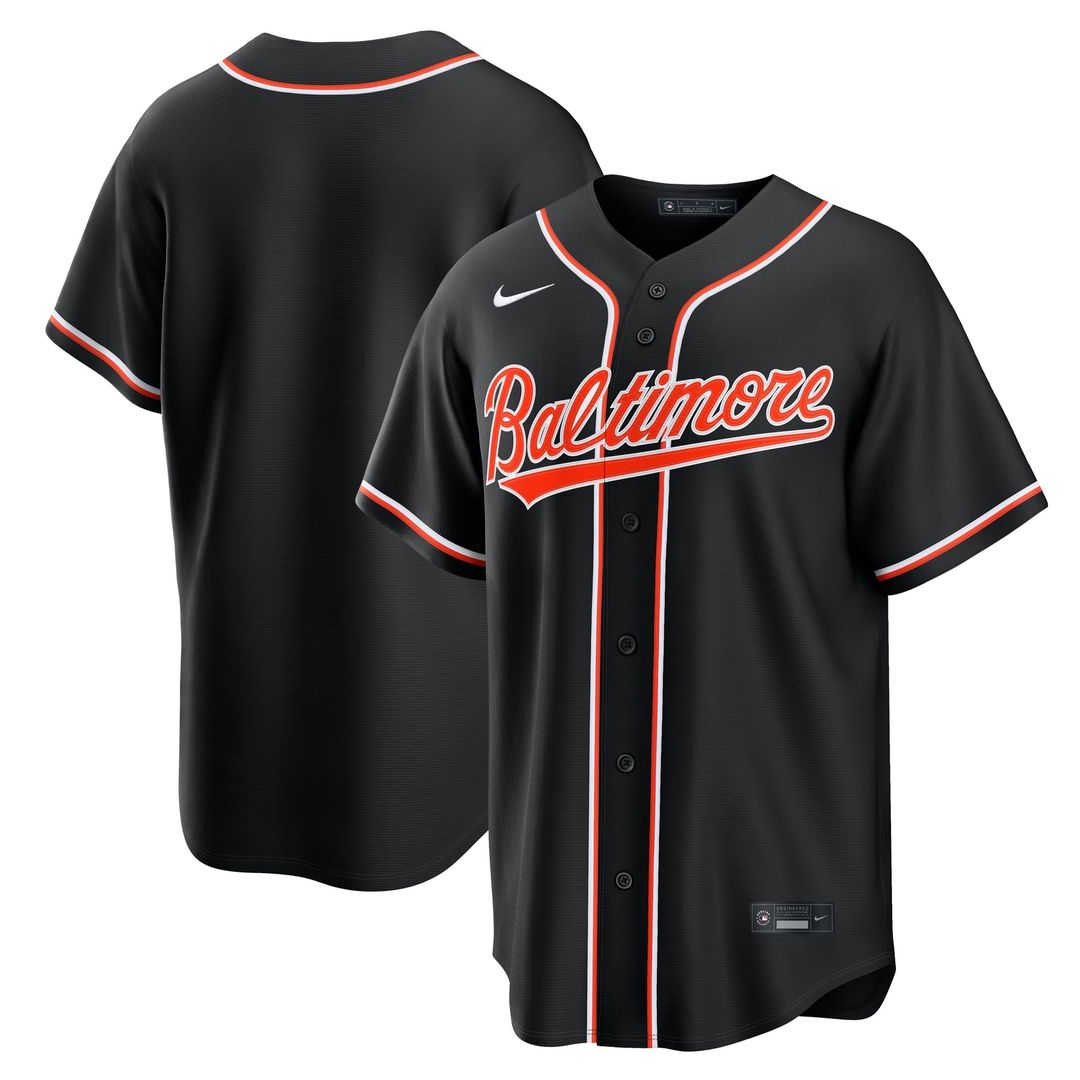 Baltimore Orioles Nike Fashion Replica Black Out Jersey product image 1, provided for visual reference and product detail