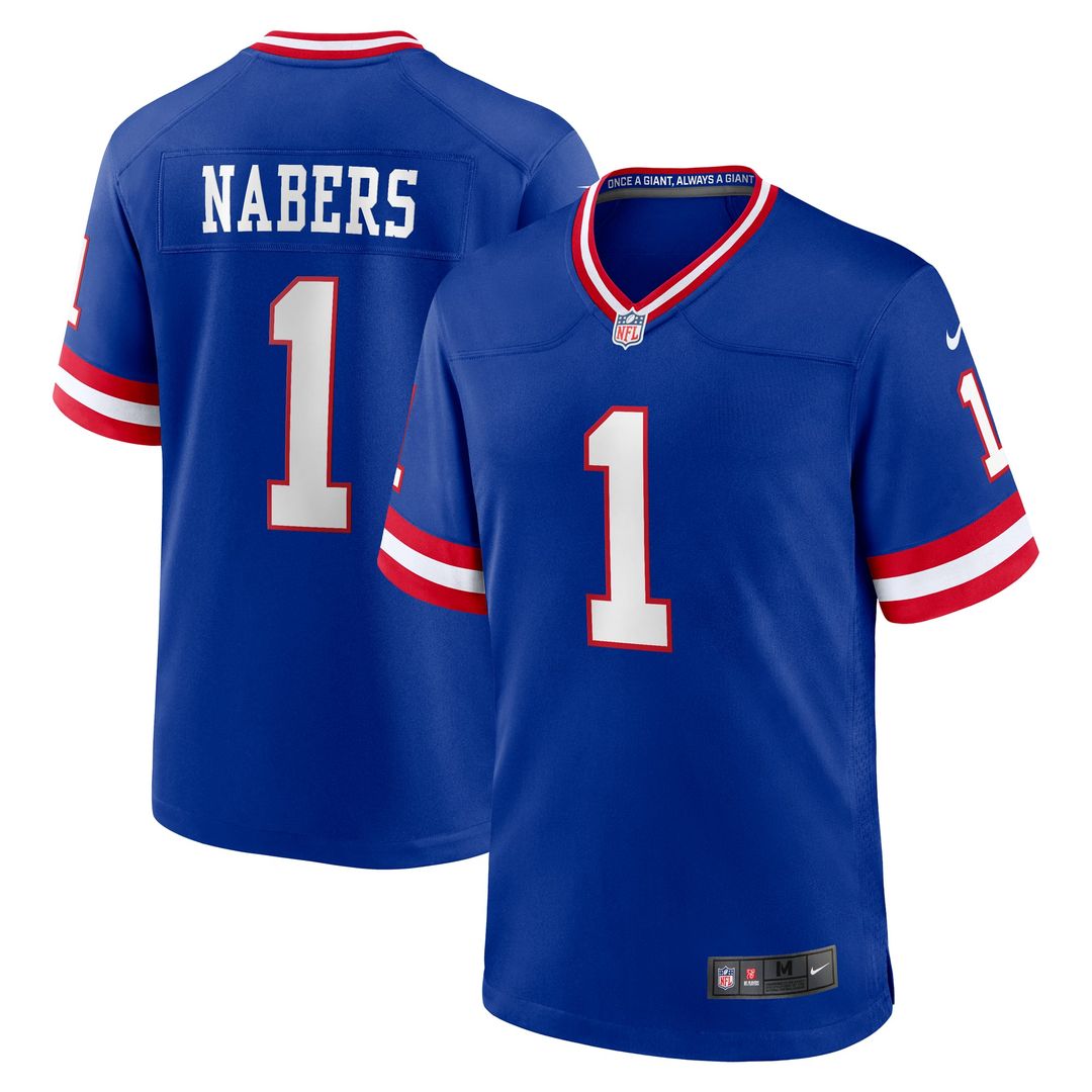 New York Giants Malik Nabers Nike Royal Game Player Jersey product image 1, provided for visual reference and product detail
