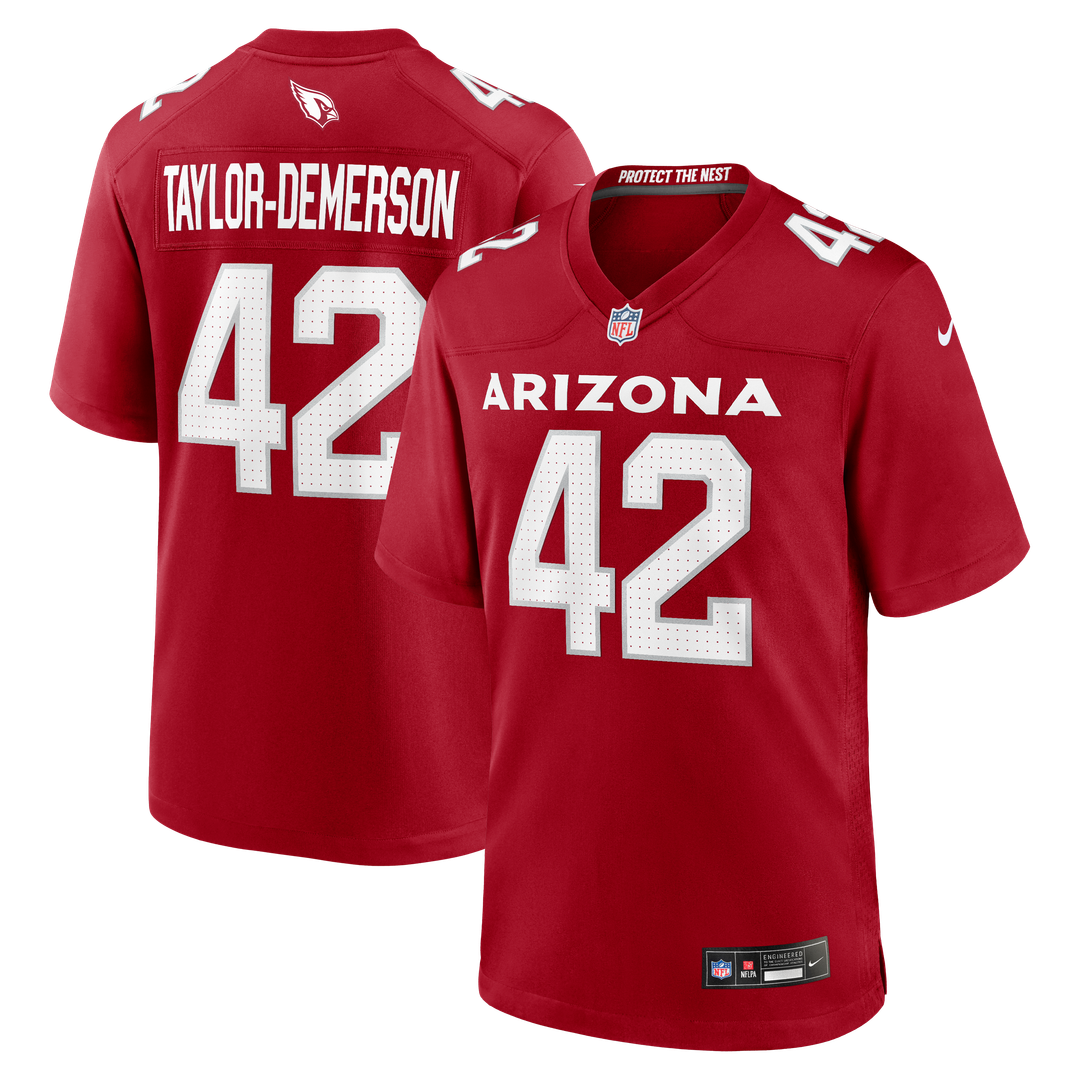 Arizona Cardinals Dadrion Taylor-Demerson Nike Cardinal Team Game Jersey product image 1, provided for visual reference and