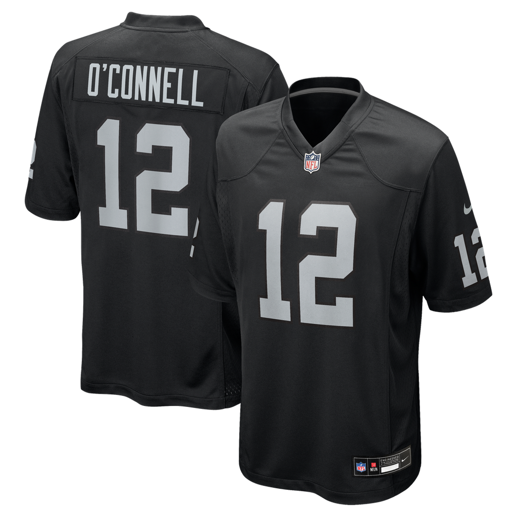 Las Vegas Raiders Aidan O'Connell Nike Black Team Game Jersey product image 1, provided for visual reference and product