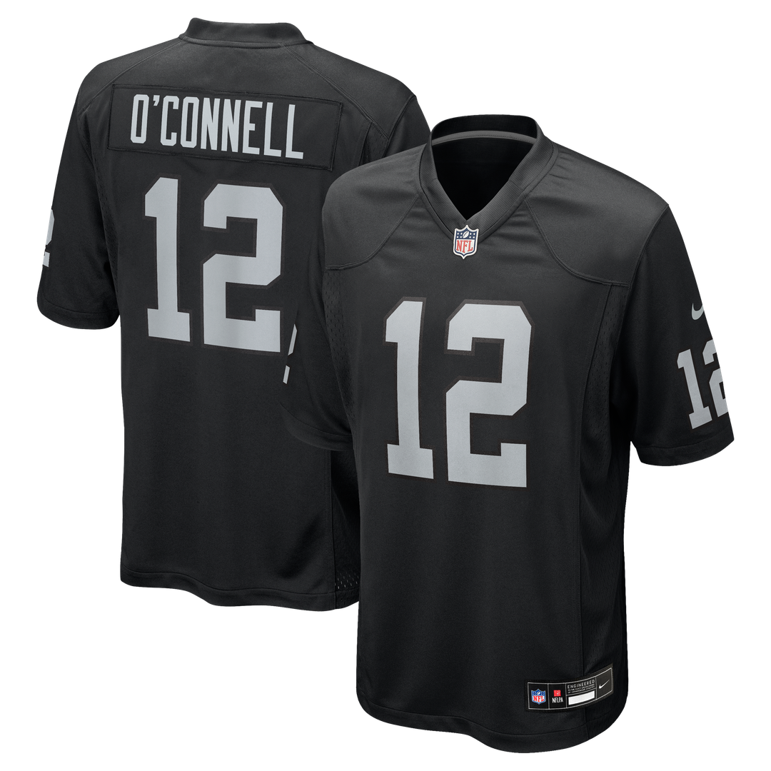 Las Vegas Raiders Aidan O'Connell Nike Black Team Game Jersey product image 1, provided for visual reference and product