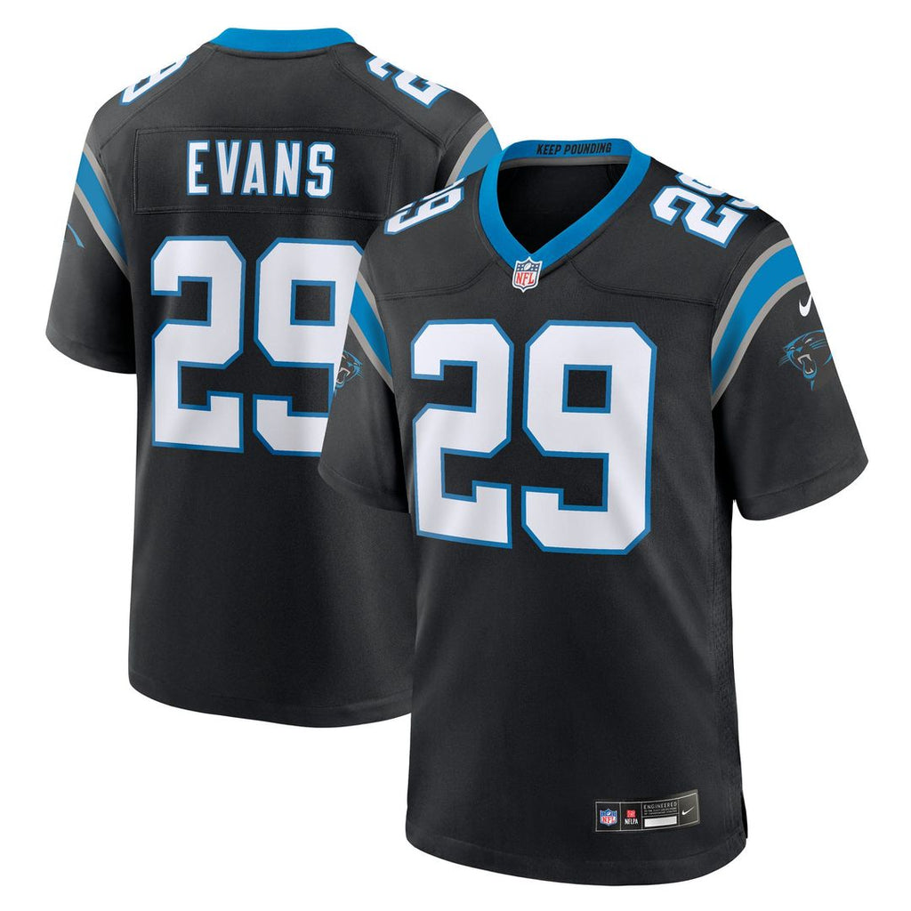 Carolina Panthers Akayleb Evans Nike Black Team Game Jersey product image 1, provided for visual reference and product