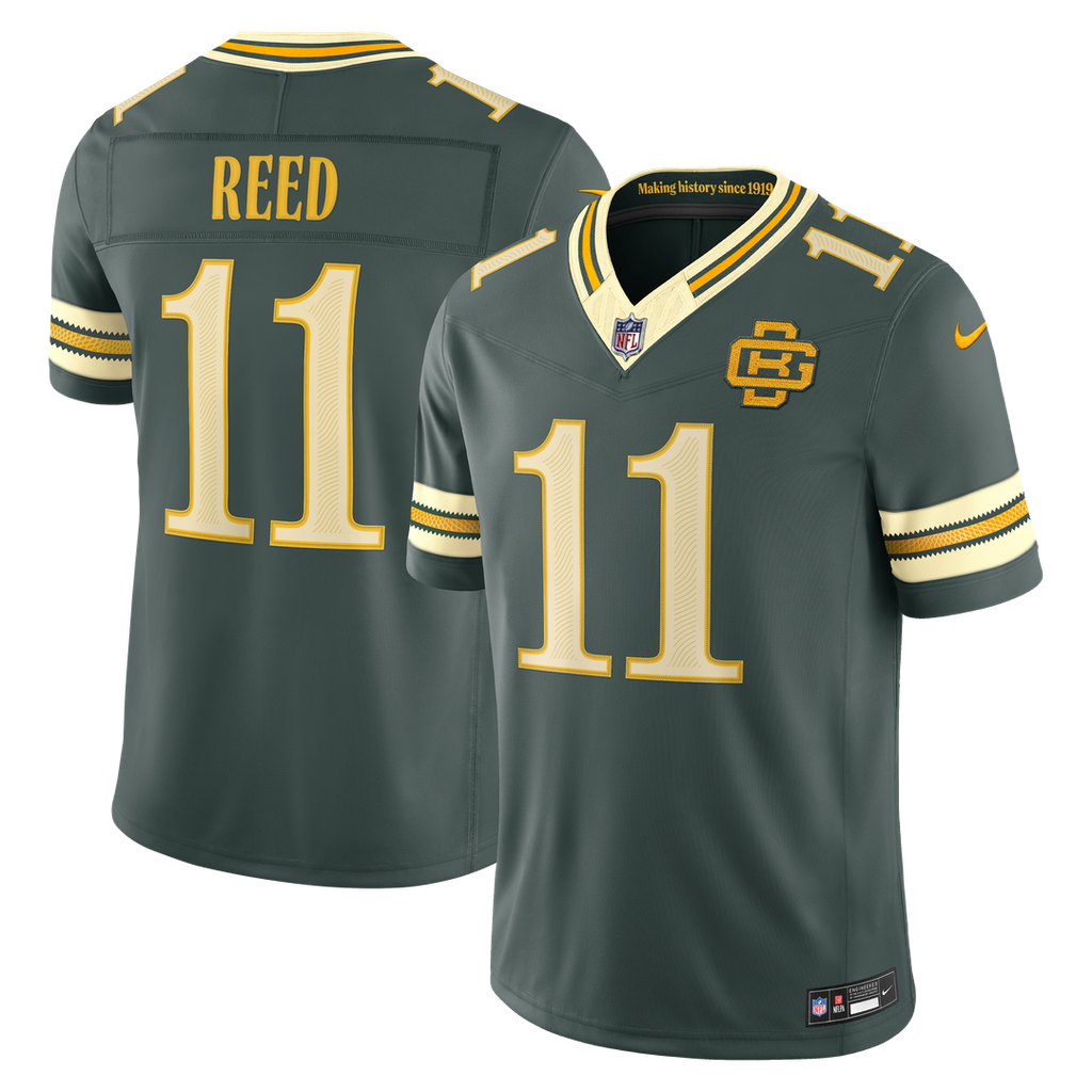 Green Bay Packers Jayden Reed Nike Green 2026 Rivalries Collection Stitched Limited Jersey product image 1, provided for
