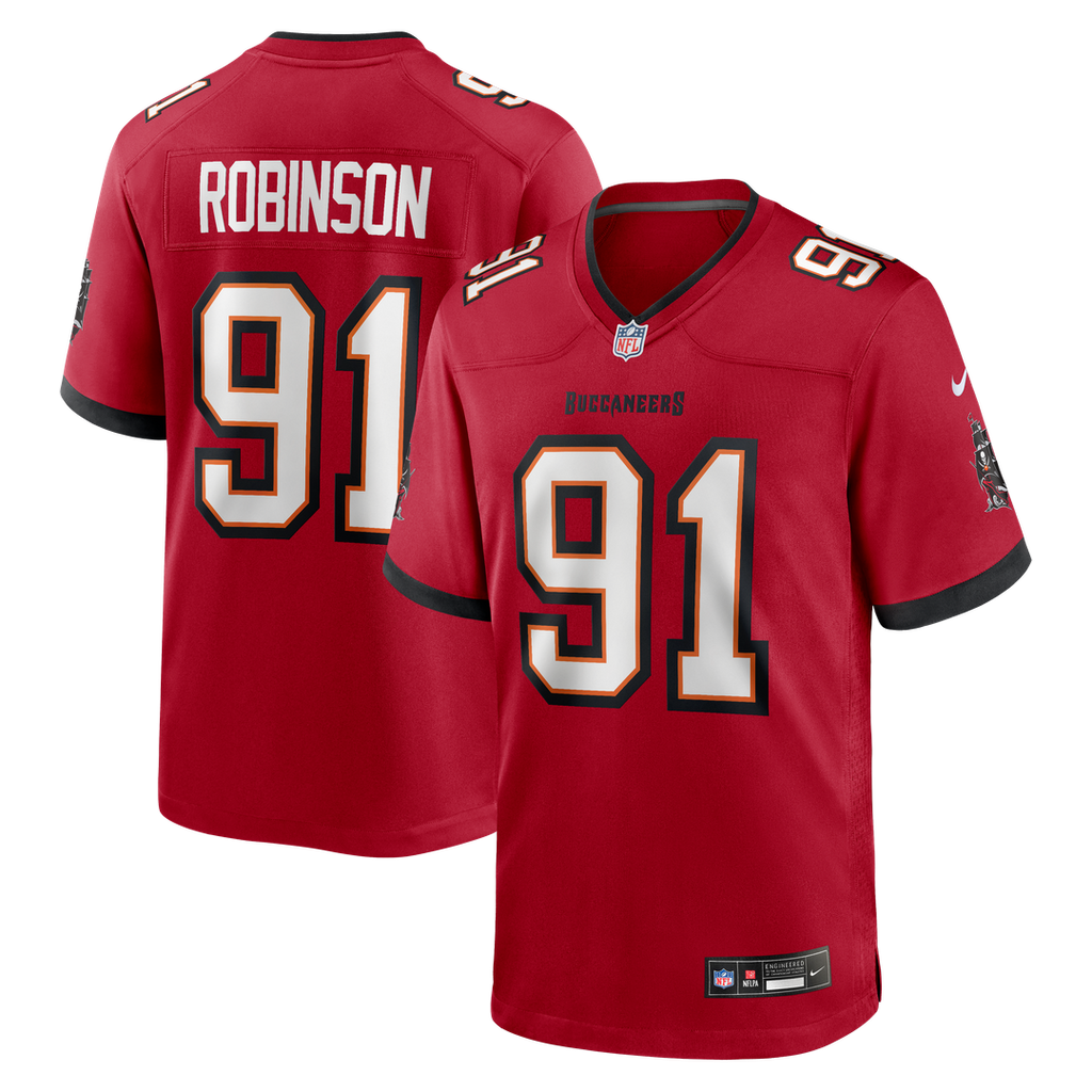 Tampa Bay Buccaneers A'Shawn Robinson Nike Red Team Game Jersey product image 1, provided for visual reference and product