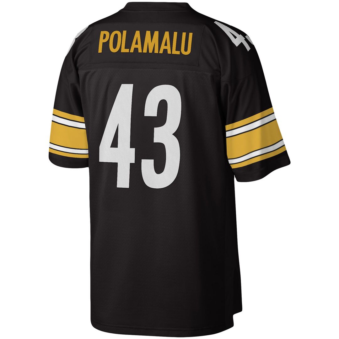 Pittsburgh Steelers Troy Polamalu Mitchell & Ness Black Legacy Replica Jersey product image 3, provided for visual reference