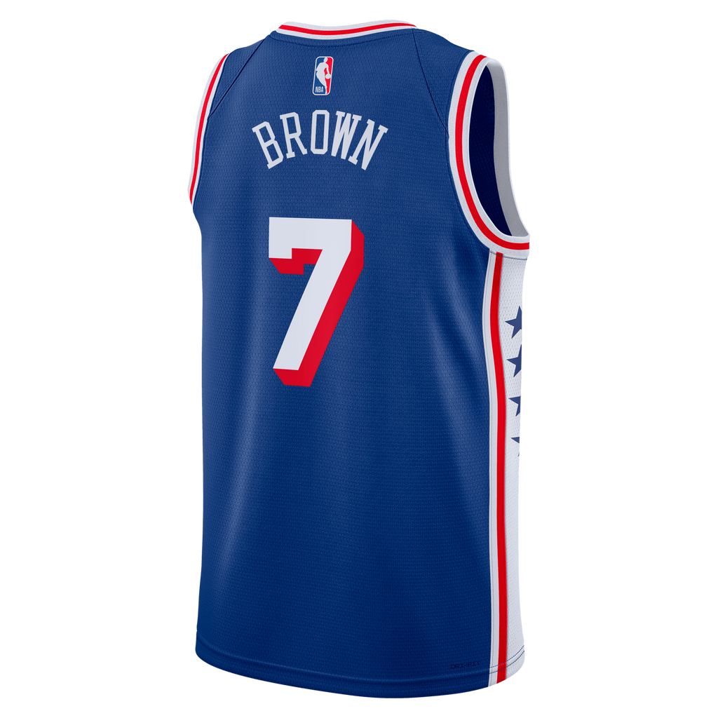 Philadelphia 76ers Nike Icon Edition Swingman Jersey - Royal - Jaylen Brown - Youth product image 4, provided for visual