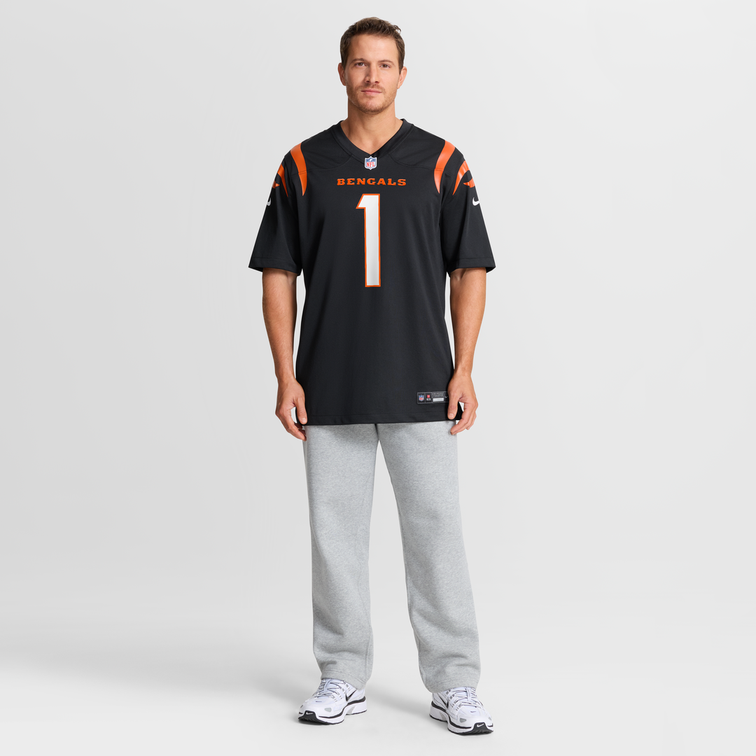 Cincinnati Bengals Number 1 Groom Nike Black Game Jersey product image 7, provided for visual reference and product detail