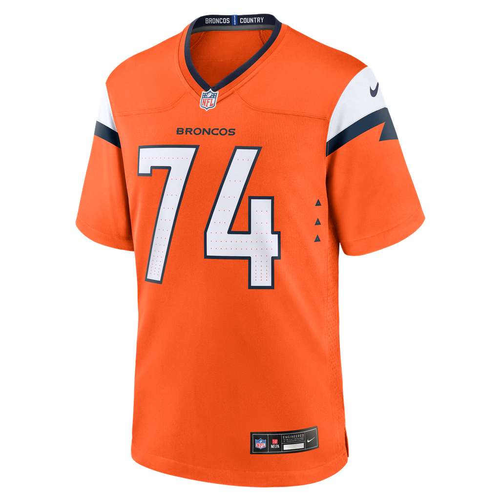Denver Broncos Ben Powers Nike Orange Team Game Jersey product image 2, provided for visual reference and product detail