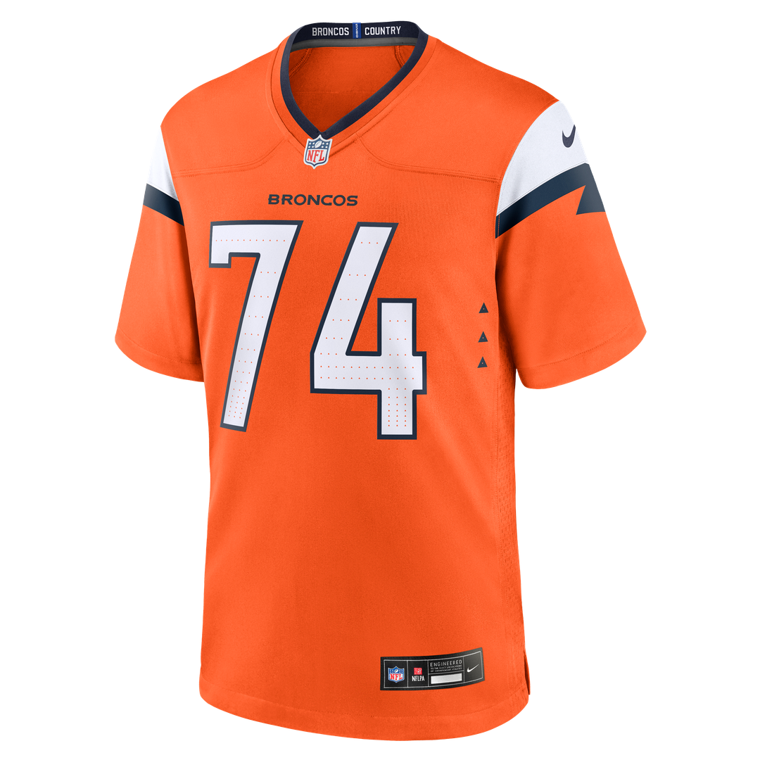 Denver Broncos Ben Powers Nike Orange Team Game Jersey product image 2, provided for visual reference and product detail