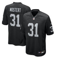 Las Vegas Raiders Raheem Mostert Nike Black Team Game Jersey product image 1, provided for visual reference and product