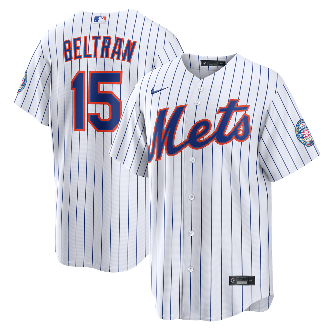 New York Mets Carlos Beltran Nike White Home Replica 2026 Hall of Fame Patch Jersey product image 1, provided for visual