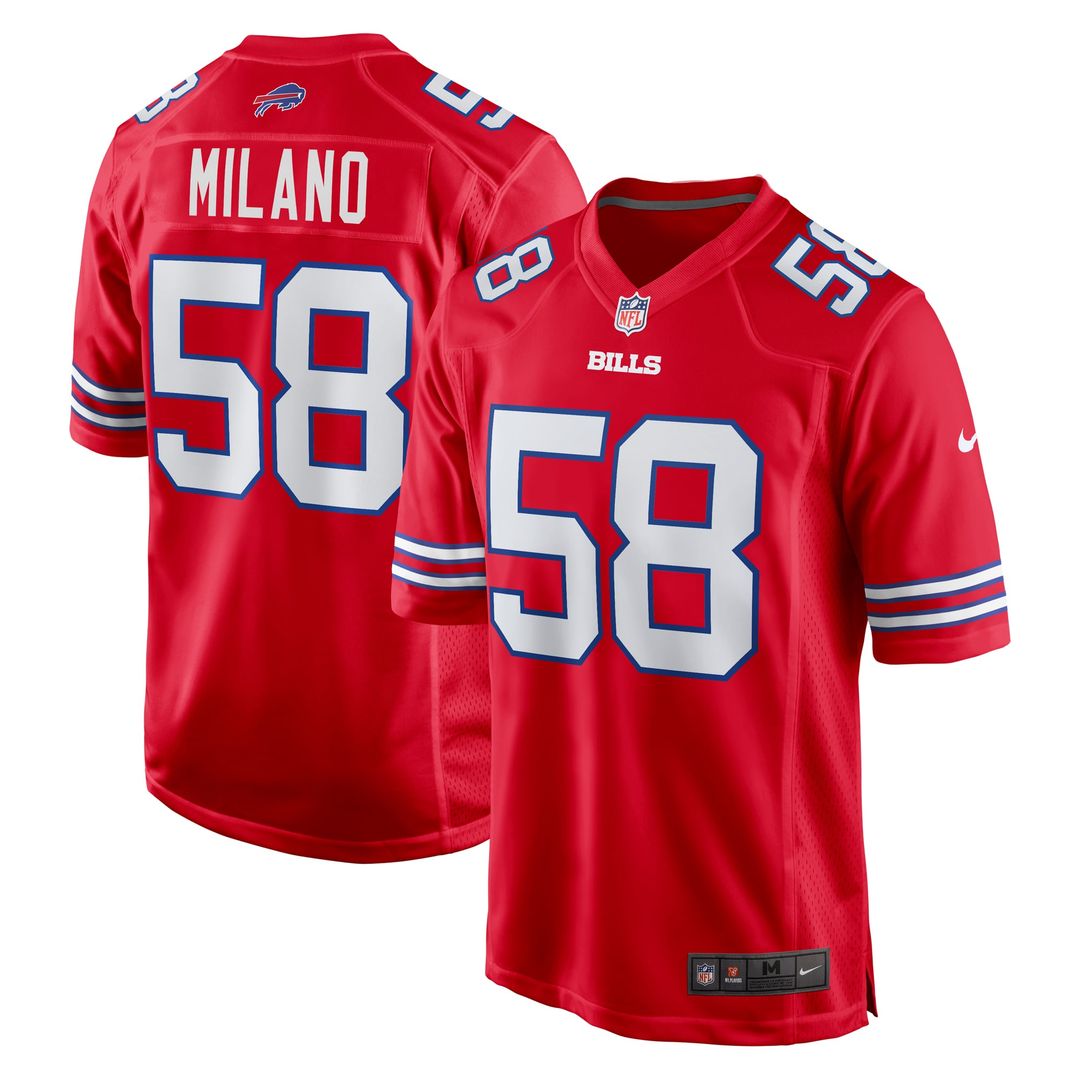 Buffalo Bills Matt Milano Nike Red Alternate Game Jersey product image 1, provided for visual reference and product detail