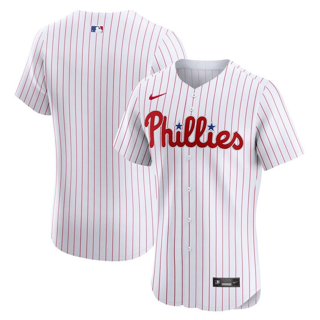 Philadelphia Phillies Nike White Home Elite Jersey product image 1, provided for visual reference and product detail review