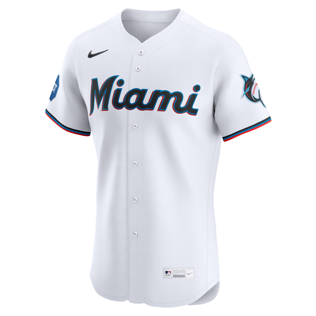 Miami Marlins Nike White Home Elite Jersey product image 6, provided for visual reference and product detail review