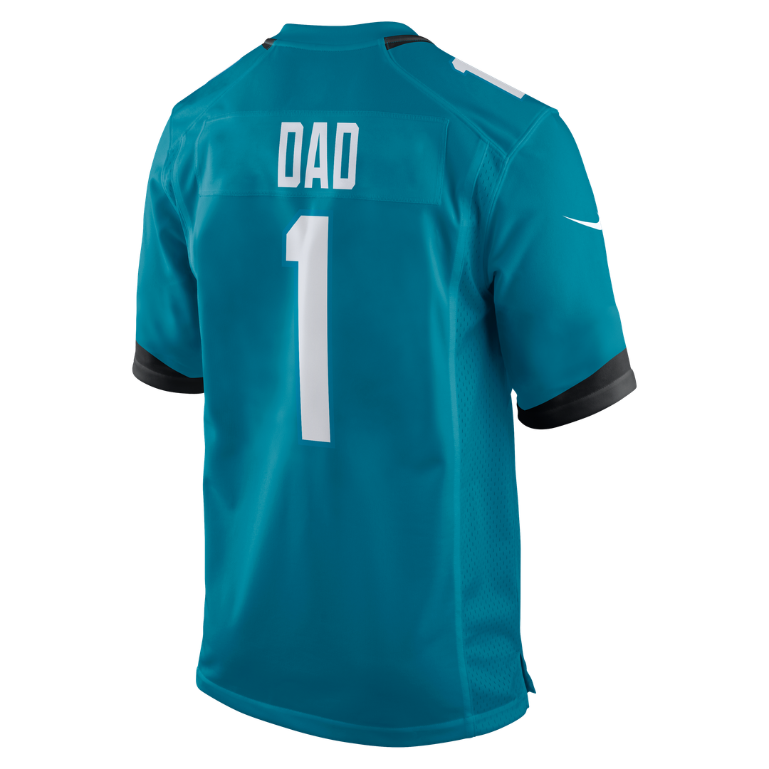 Jacksonville Jaguars Number 1 Dad Nike Teal Game Jersey product image 3, provided for visual reference and product detail