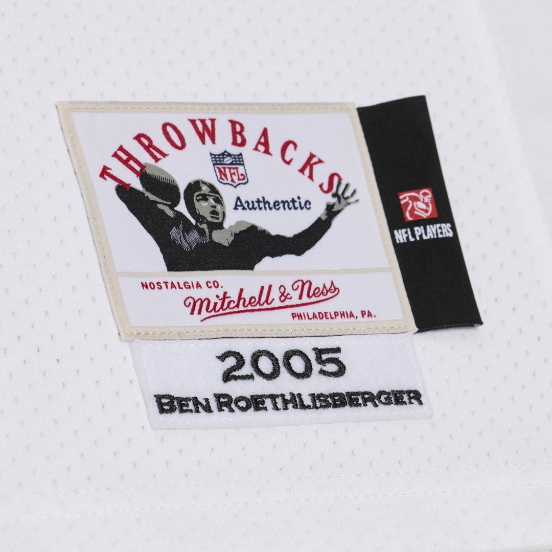 Pittsburgh Steelers Ben Roethlisberger Mitchell & Ness White 2005 Authentic Throwback Jersey product image 3, provided for