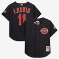 Cincinnati Reds Barry Larkin Mitchell & Ness Black Cooperstown Collection Mesh Batting Practice Button-Up Jersey product