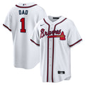 Atlanta Braves Nike White #1 Dad Home Replica Jersey product image 1, provided for visual reference and product detail review