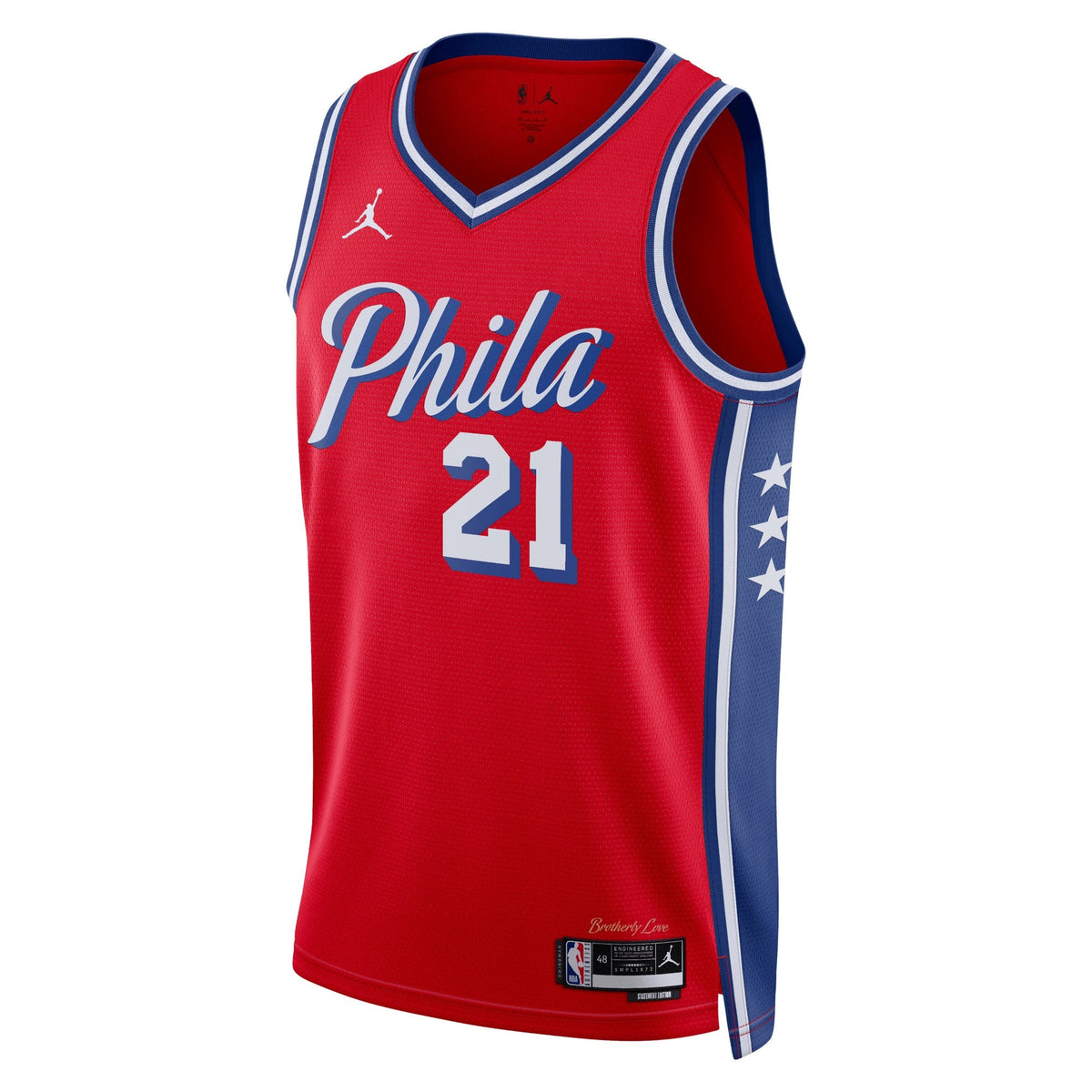 Philadelphia 76ers Jordan Statement Edition Swingman Jersey - Red - Joel Embiid - Unisex product image 2, provided for