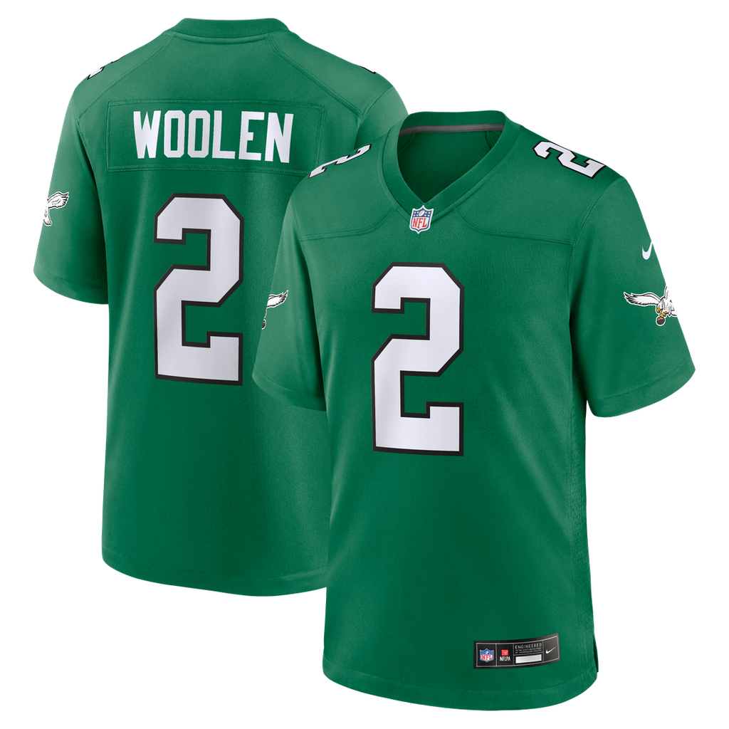Philadelphia Eagles Tariq Woolen Nike Kelly Green Alternate Game Jersey product image 1, provided for visual reference and
