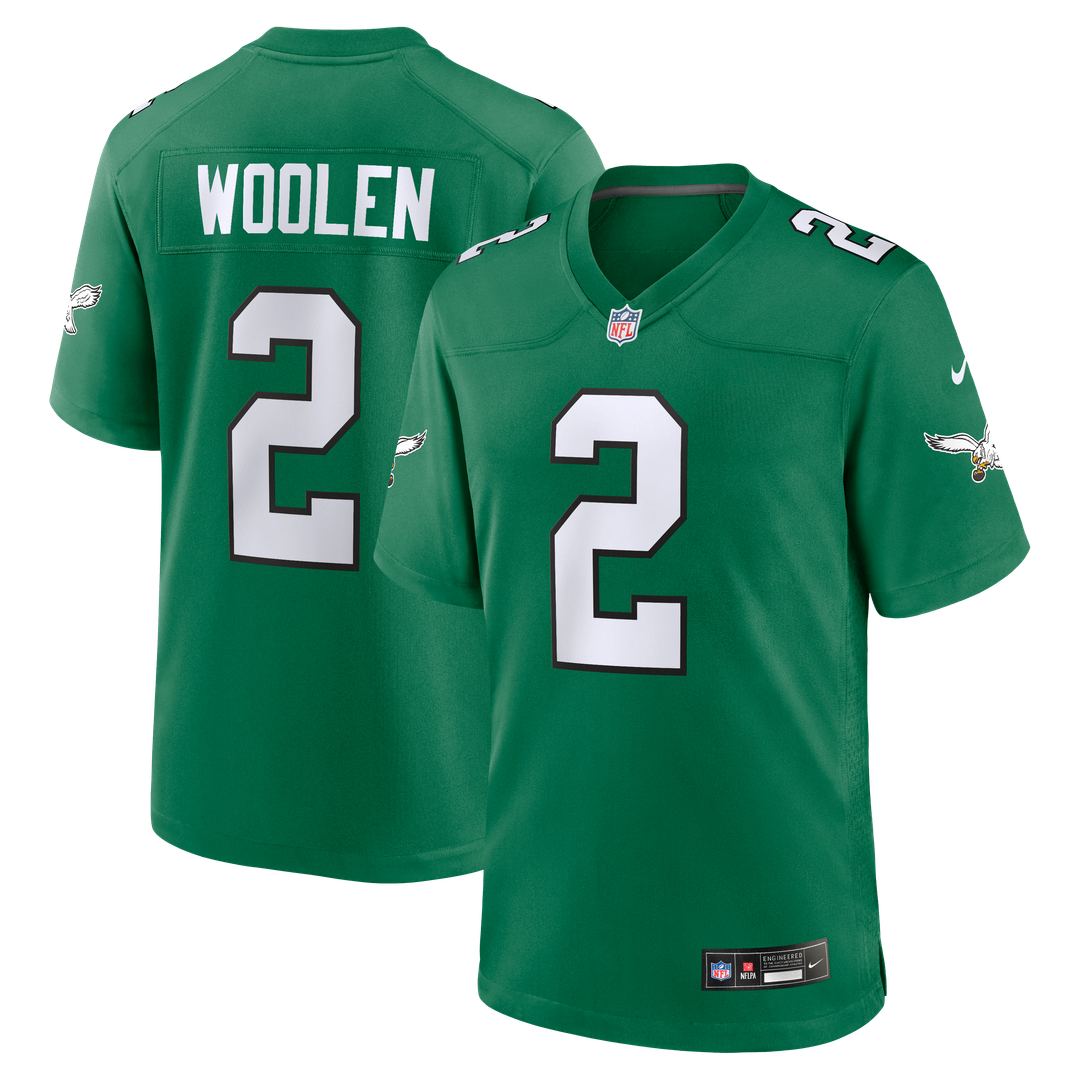 Philadelphia Eagles Tariq Woolen Nike Kelly Green Alternate Game Jersey product image 1, provided for visual reference and