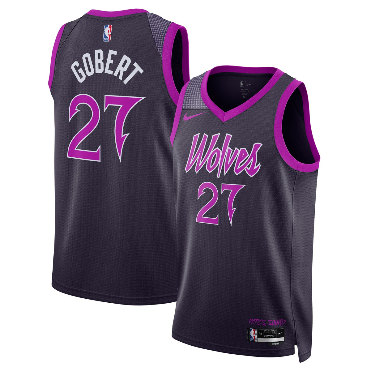 Minnesota Timberwolves Nike 2025/26 City Edition Swingman Jersey - Black - Rudy Gobert - Unisex product image 1, provided
