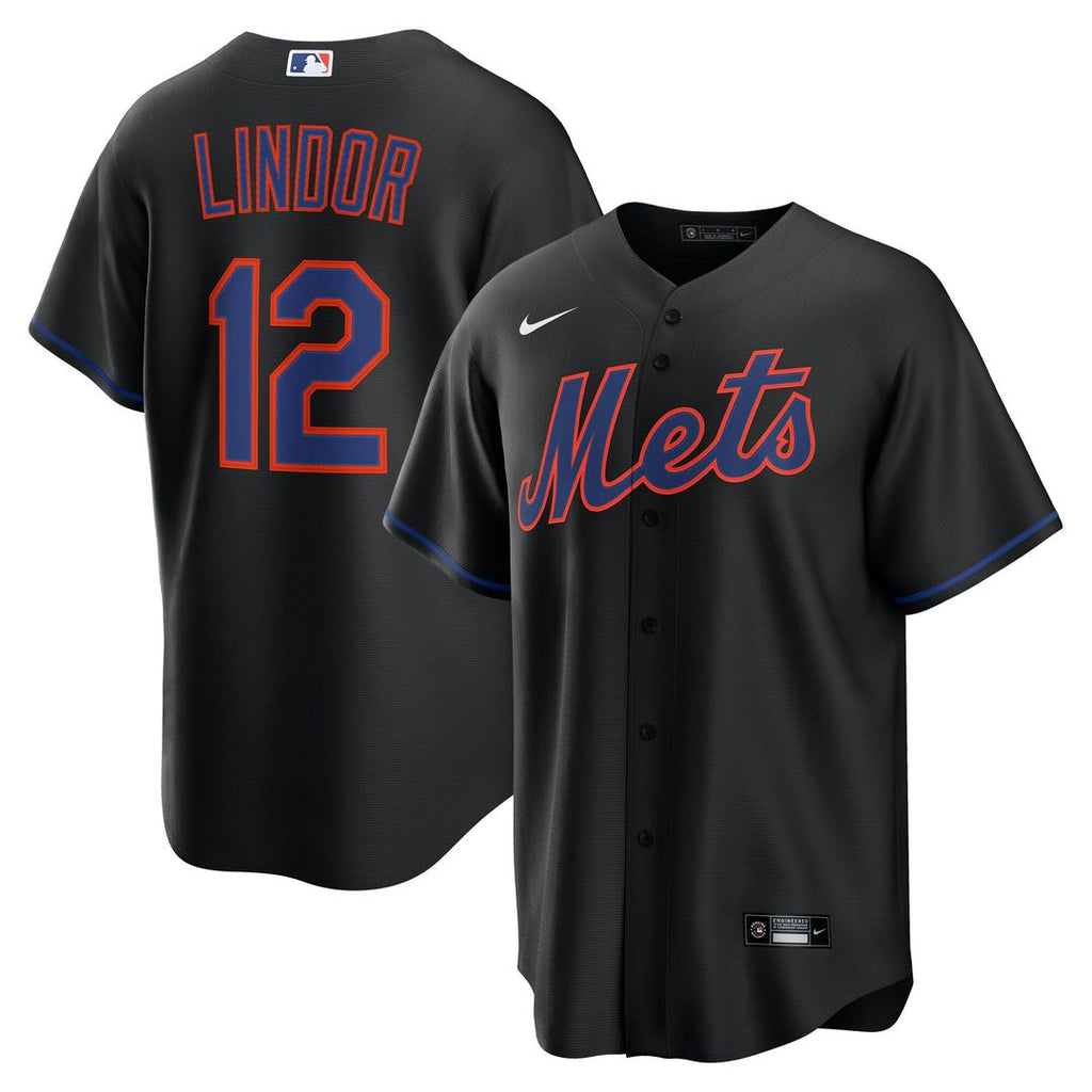 New York Mets Francisco Lindor Nike Black Alternate Replica Jersey product image 1, provided for visual reference and