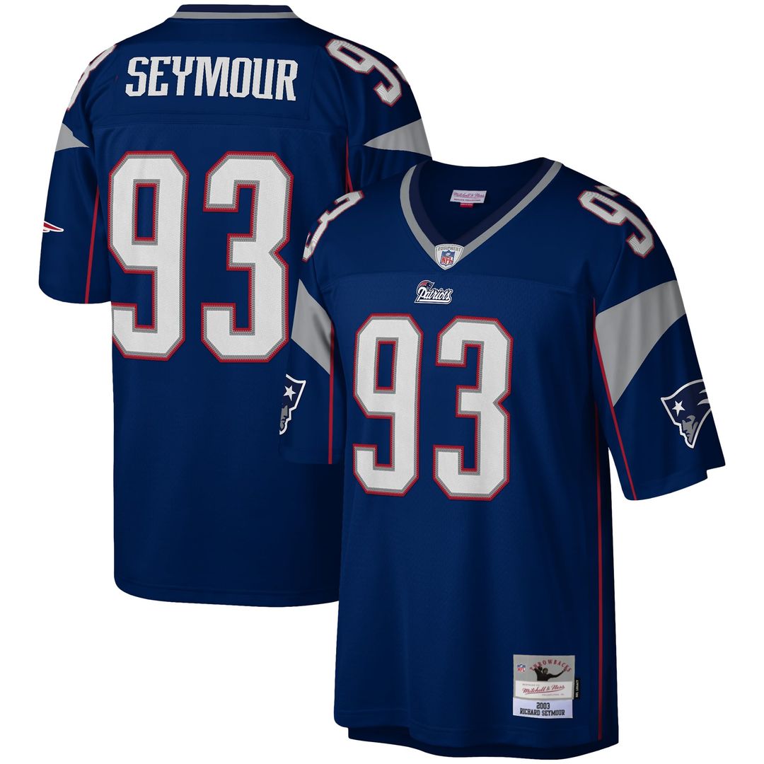 New England Patriots Richard Seymour Mitchell & Ness Navy Legacy Replica Jersey product image 1, provided for visual