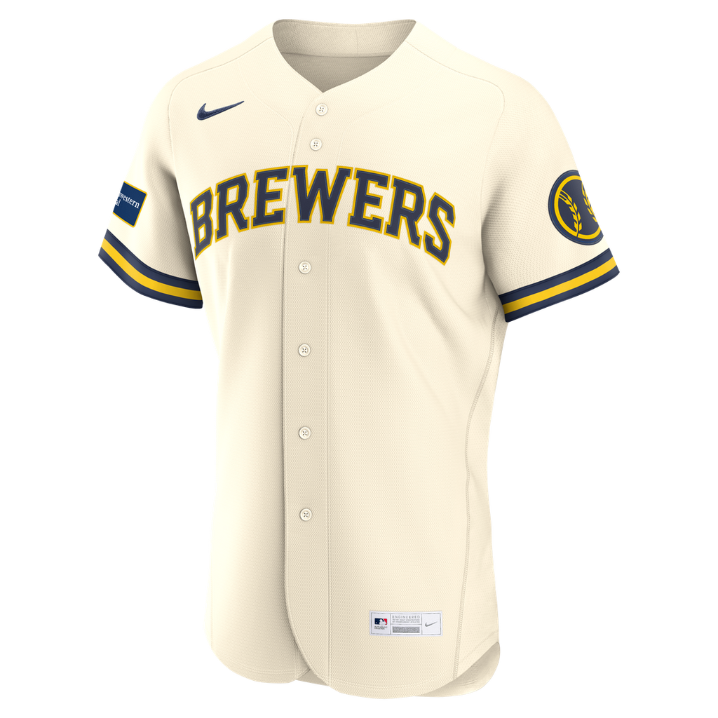 Milwaukee Brewers Nike Cream Home Sponsor Patch Authentic Jersey product image 2, provided for visual reference and product