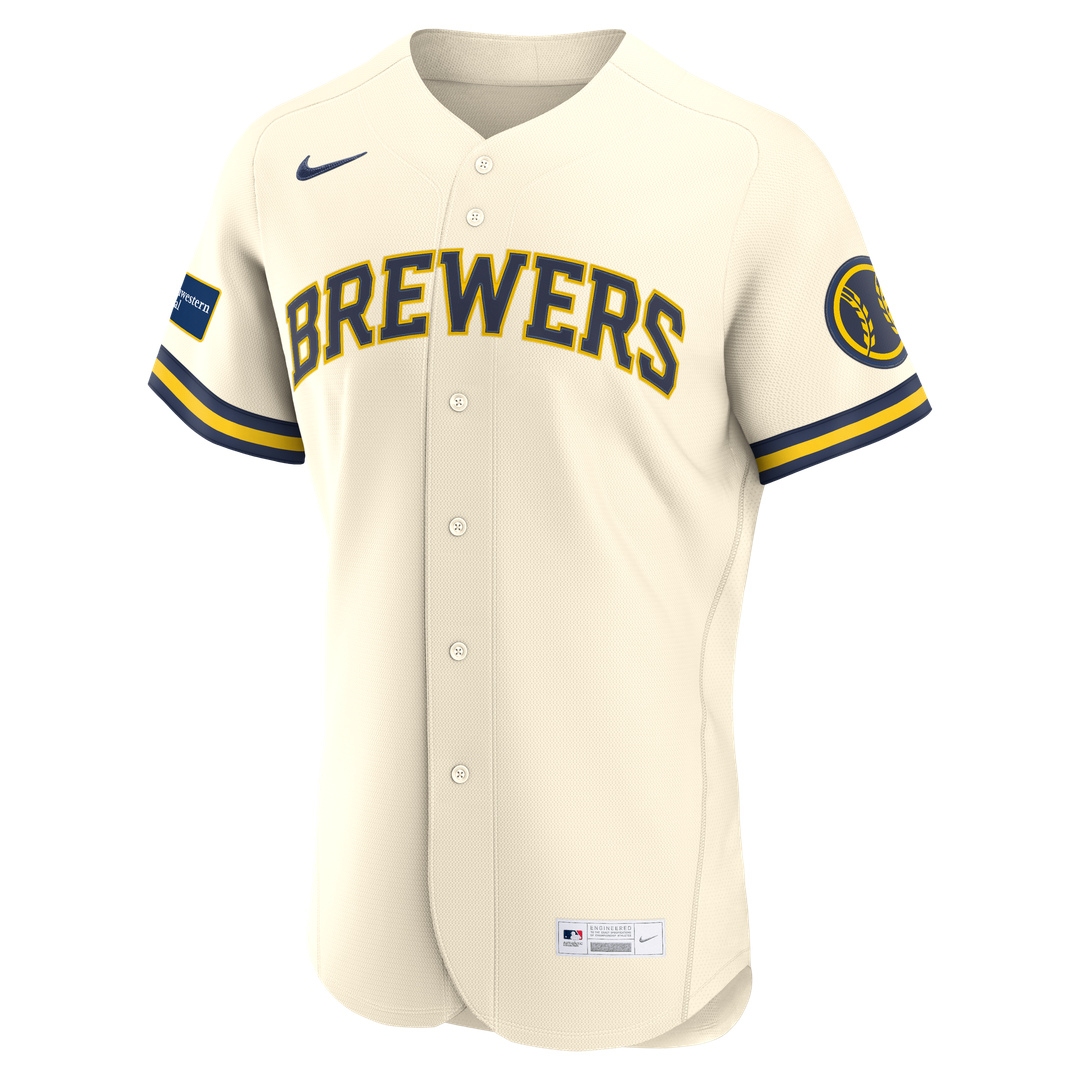Milwaukee Brewers Nike Cream Home Sponsor Patch Authentic Jersey product image 2, provided for visual reference and product