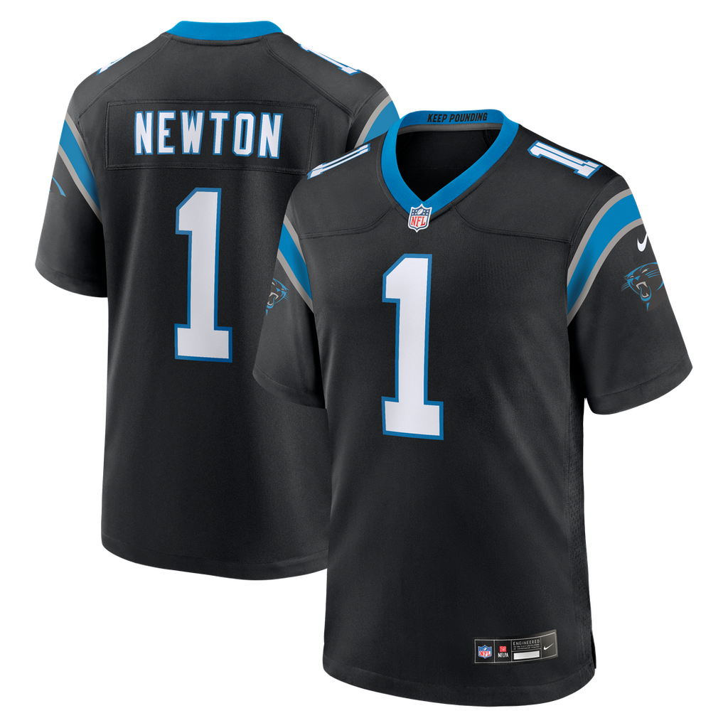 Carolina Panthers Cam Newton Nike Black Team Retired Game Jersey product image 1, provided for visual reference and product