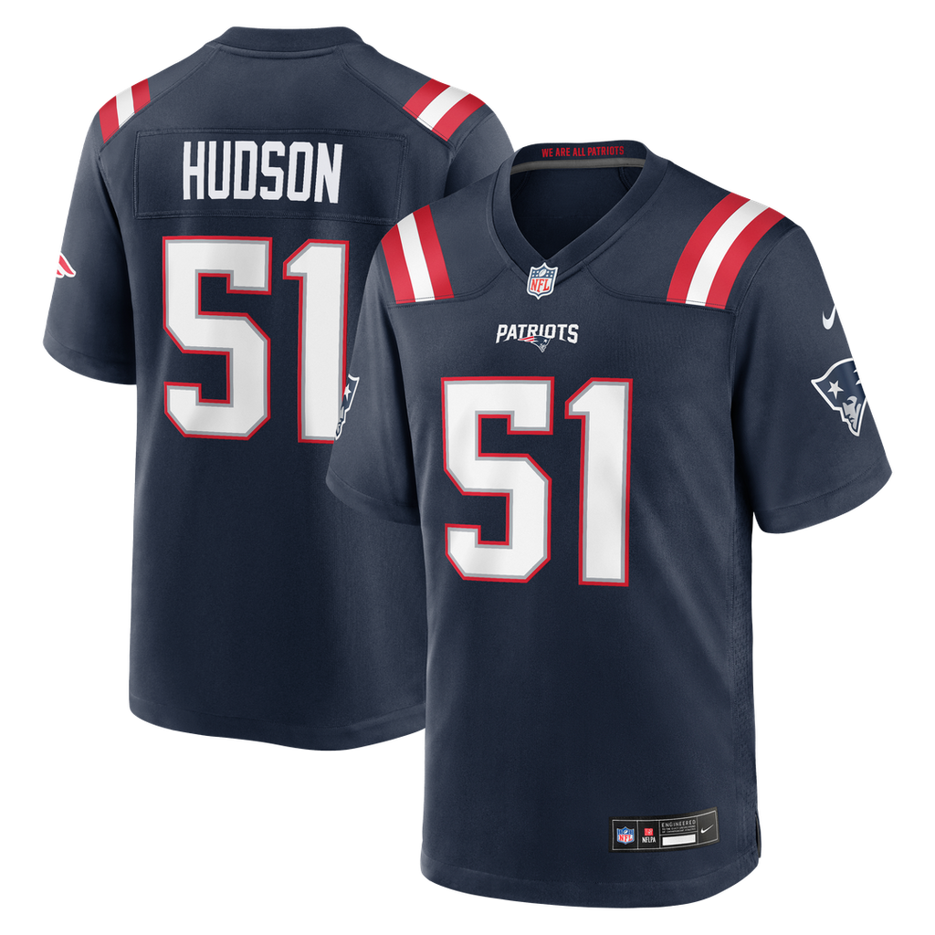 New England Patriots James Hudson Nike Navy Team Game Jersey product image 1, provided for visual reference and product