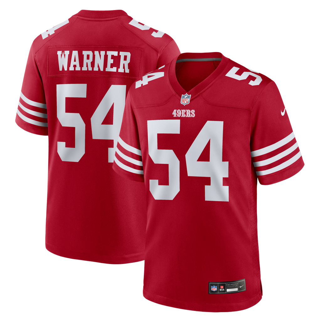 San Francisco 49ers Fred Warner Nike Scarlet Team Game Player Jersey product image 9, provided for visual reference and