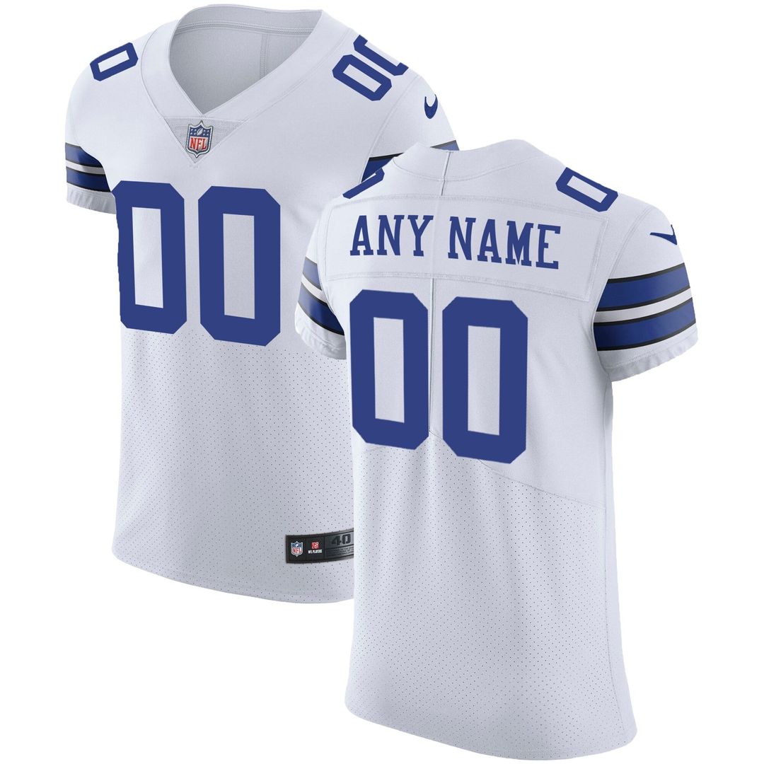 Dallas Cowboys Nike White Vapor Untouchable Custom Elite Jersey product image 1, provided for visual reference and product