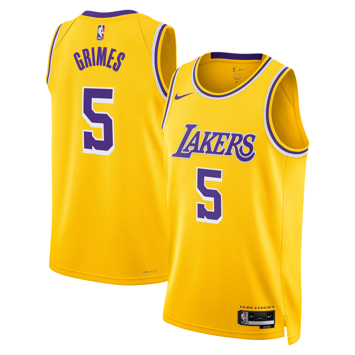 Los Angeles Lakers Nike Icon Edition Swingman Jersey - Gold - Quentin Grimes - Unisex product image 1, provided for visual