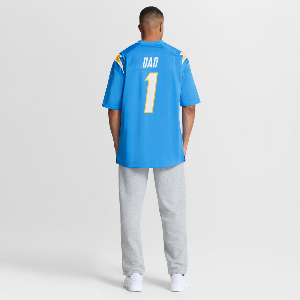 Los Angeles Chargers Number 1 Dad Nike Powder Blue Game Jersey product image 8, provided for visual reference and product