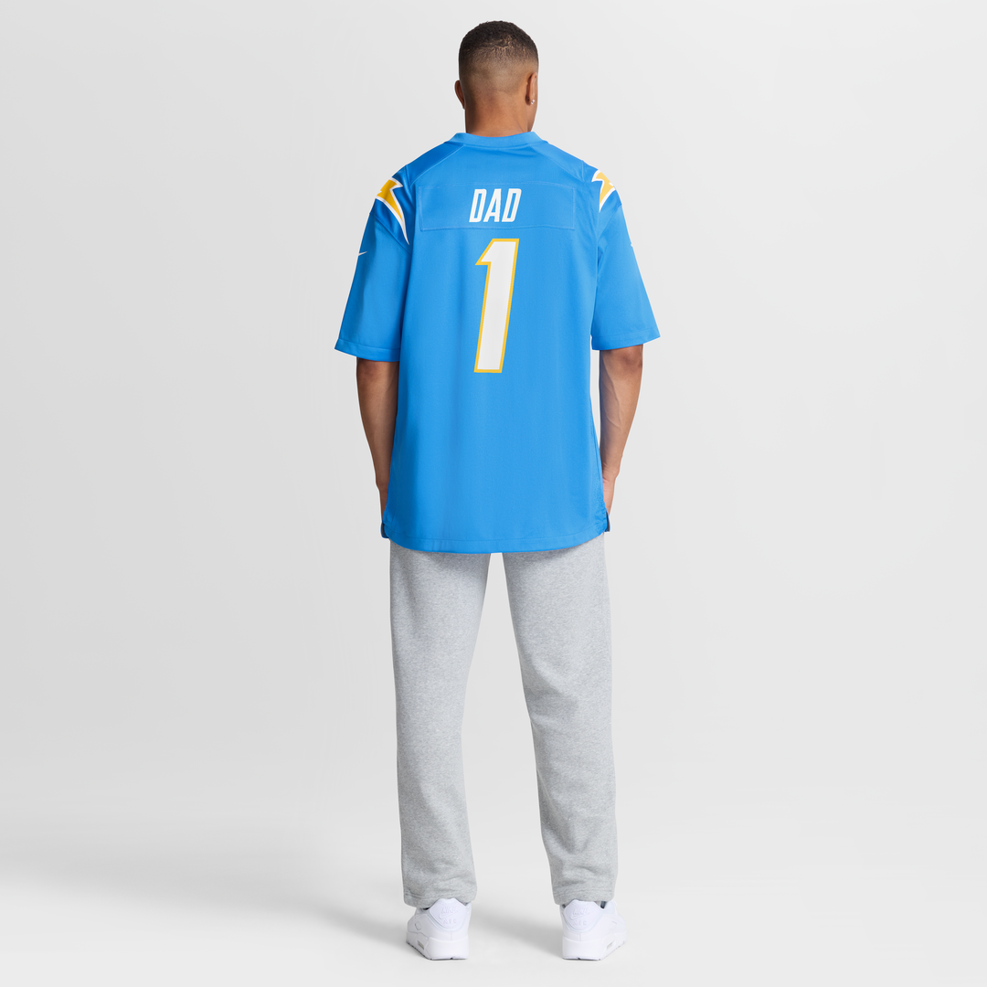 Los Angeles Chargers Number 1 Dad Nike Powder Blue Game Jersey product image 8, provided for visual reference and product